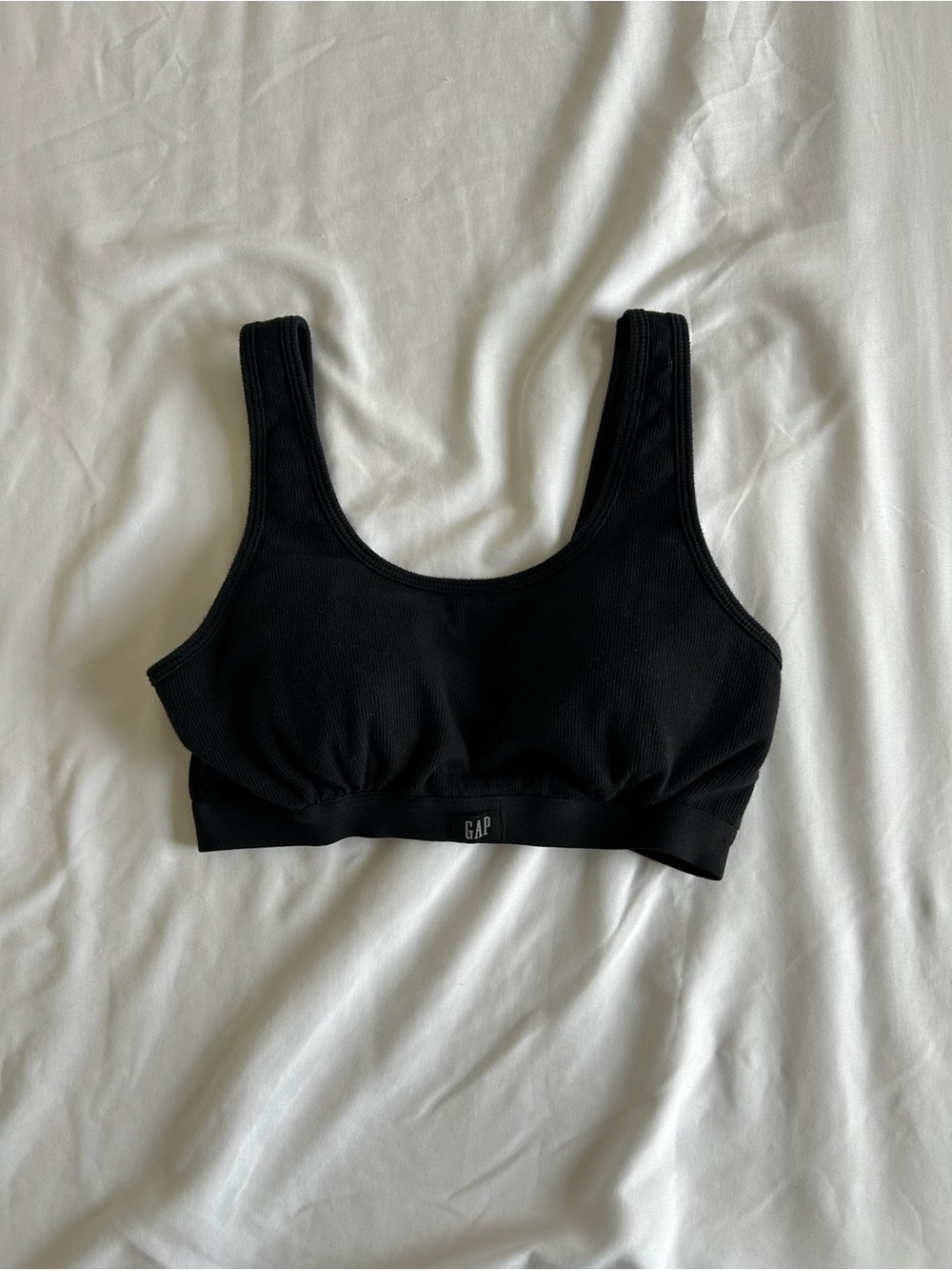 GAP Black Ribbed Scoop Wireless Bralette
